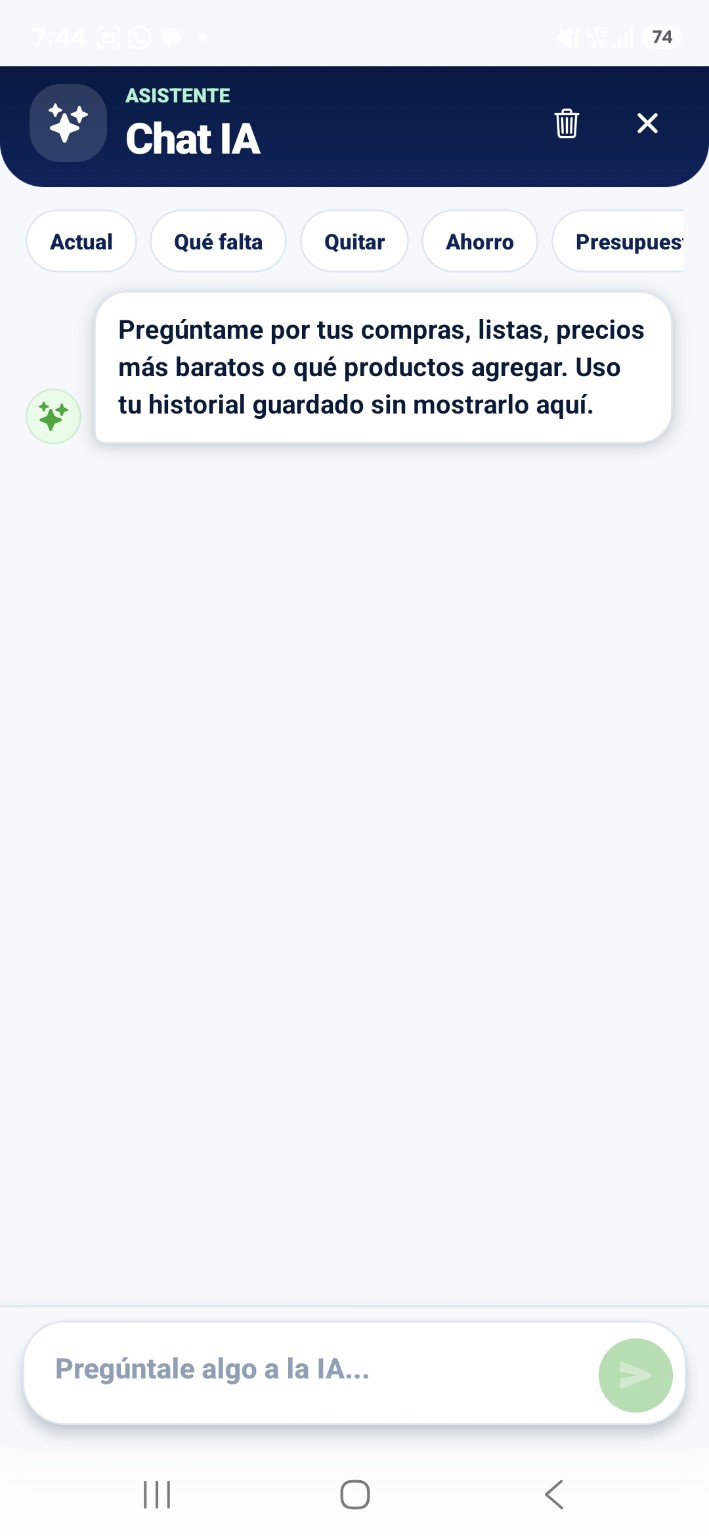 Pantalla real del chat IA de Carrito Inteligente